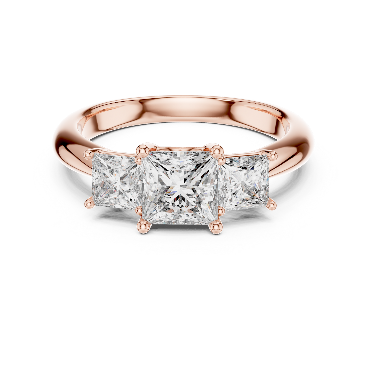 Princess Cut Lab Grown Diamond Trinity Ring