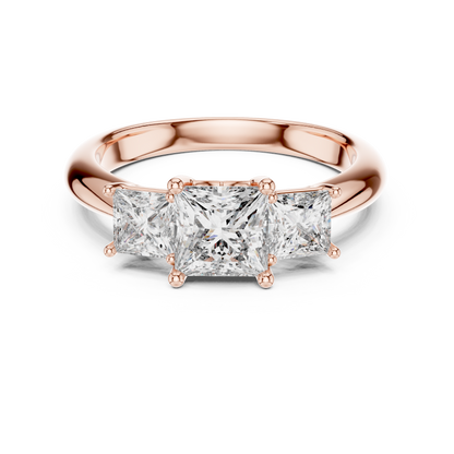 Princess Cut Lab Grown Diamond Trinity Ring