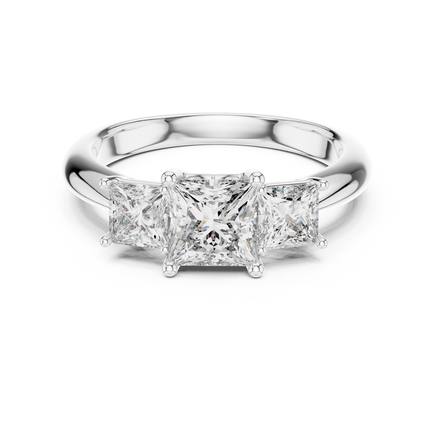 Princess Cut Lab Grown Diamond Trinity Ring