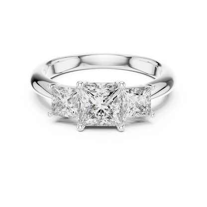 Princess Cut Lab Grown Diamond Trinity Ring