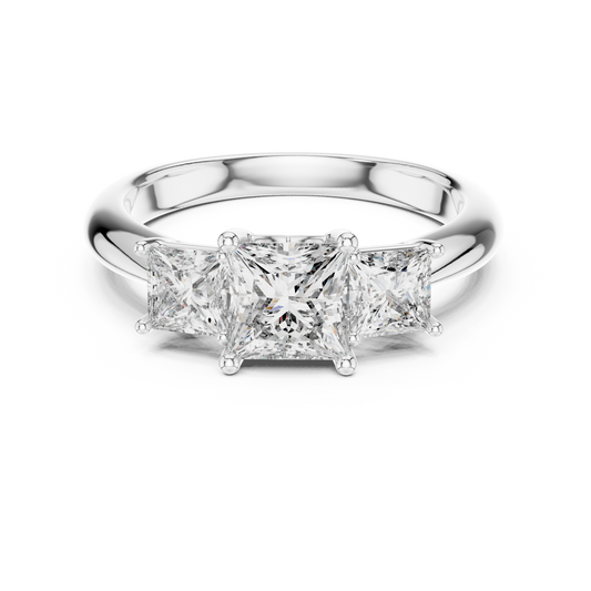 Princess Cut Lab Grown Diamond Trinity Ring