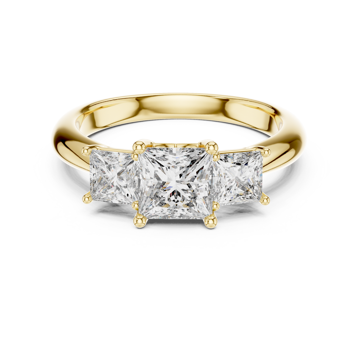 Princess Cut Lab Grown Diamond Trinity Ring
