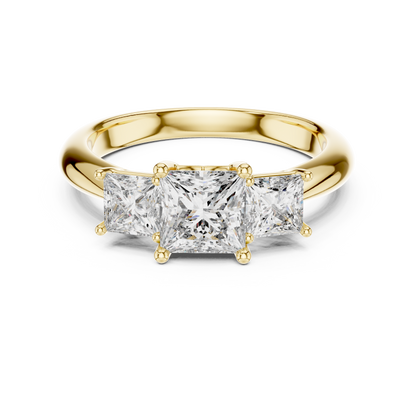 Princess Cut Lab Grown Diamond Trinity Ring