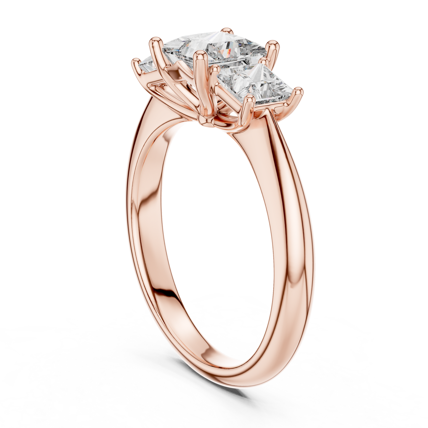 Princess Cut Lab Grown Diamond Trinity Ring