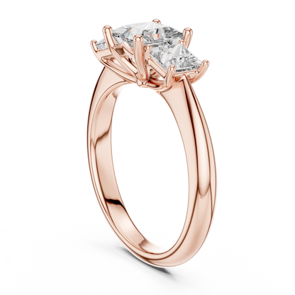 Princess Cut Lab Grown Diamond Trinity Ring