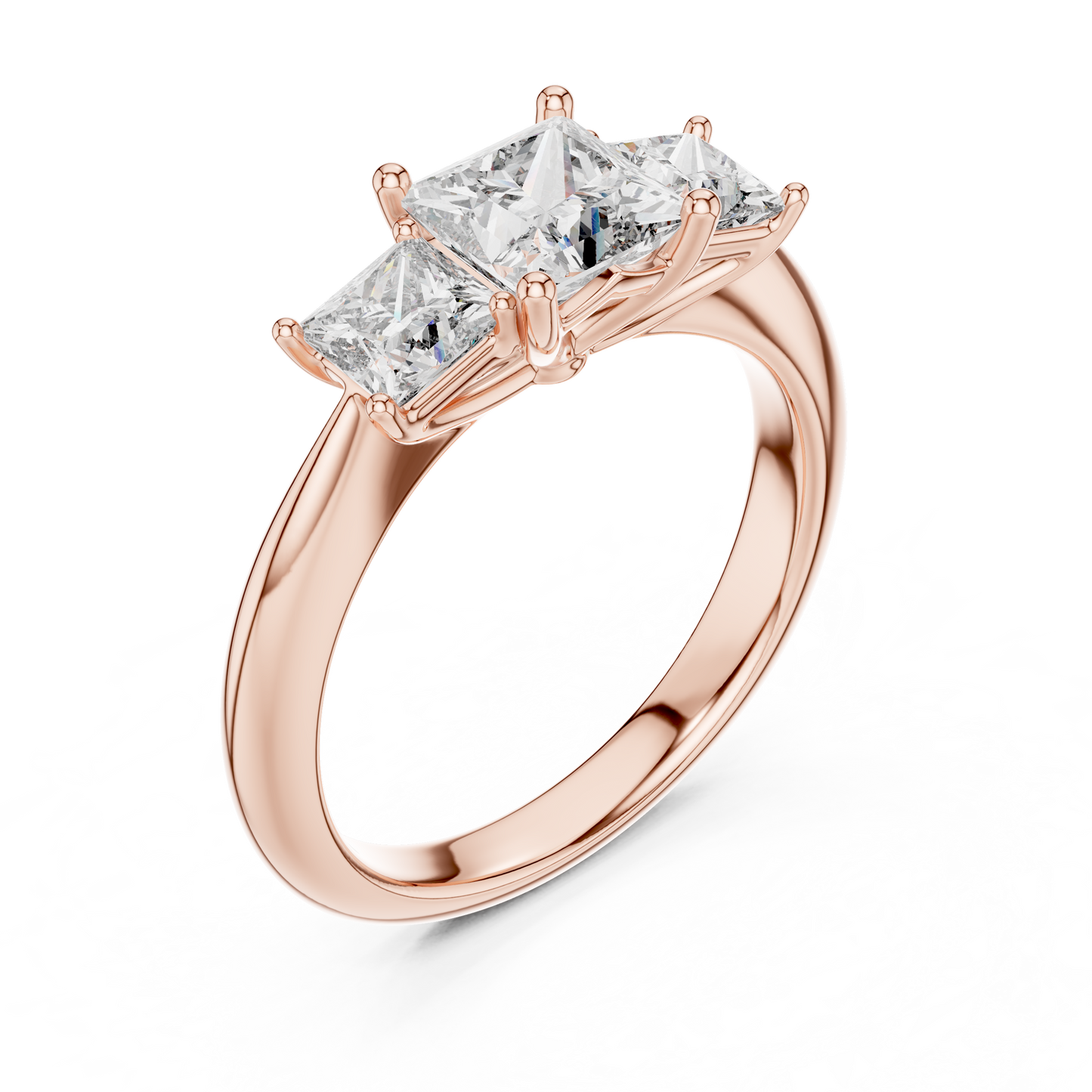 Princess Cut Lab Grown Diamond Trinity Ring