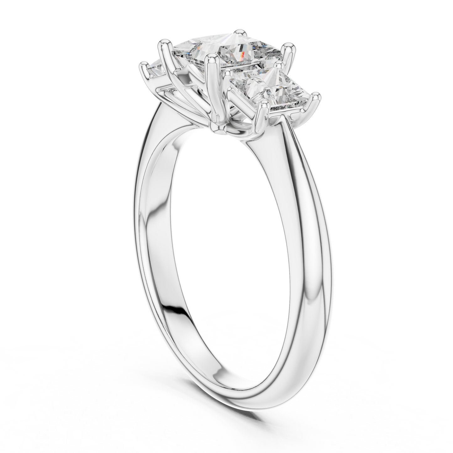 Princess Cut Lab Grown Diamond Trinity Ring