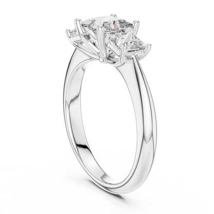 Princess Cut Lab Grown Diamond Trinity Ring