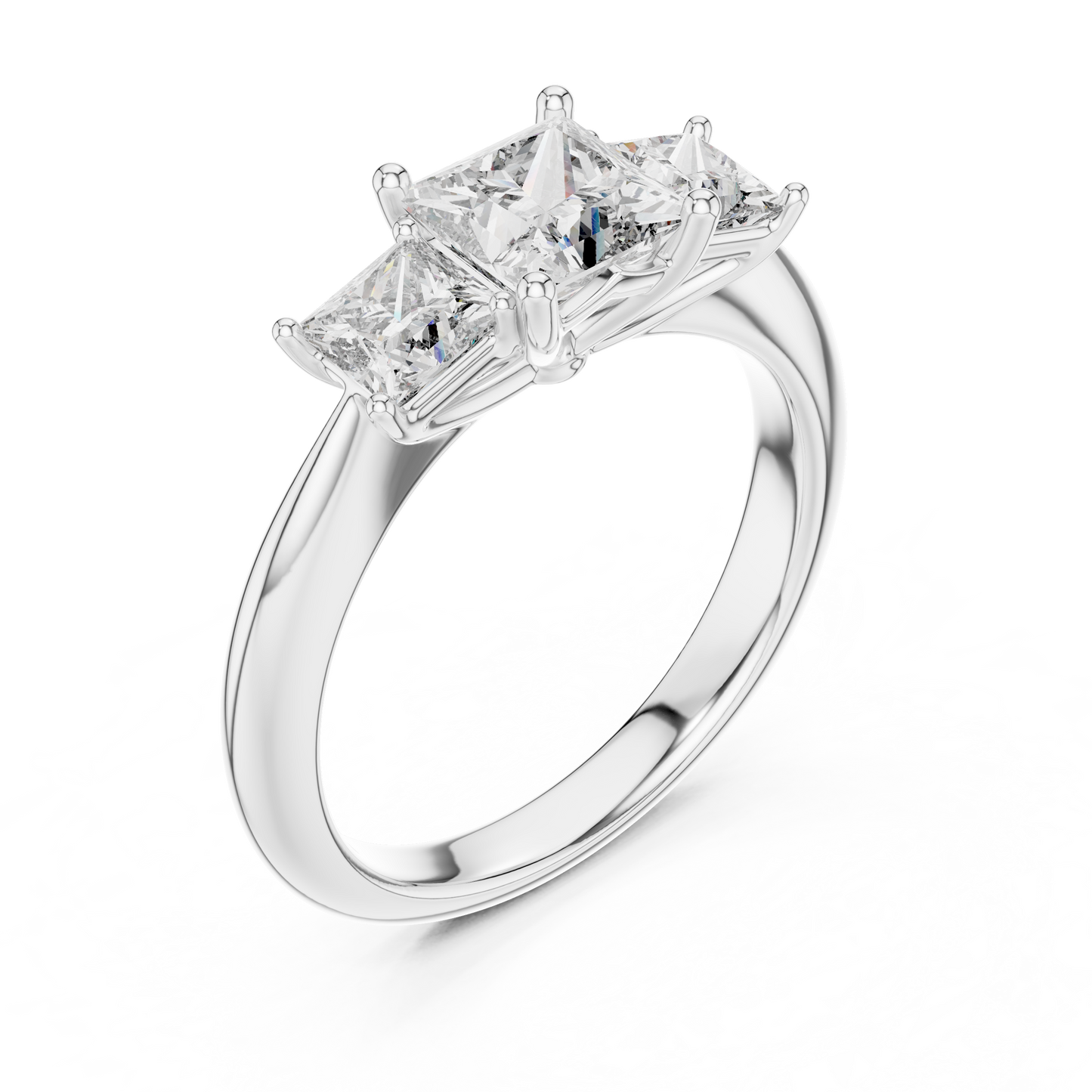 Princess Cut Lab Grown Diamond Trinity Ring