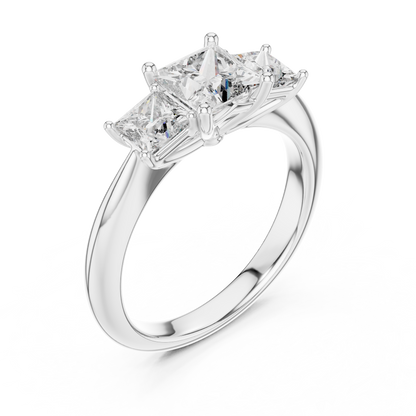 Princess Cut Lab Grown Diamond Trinity Ring