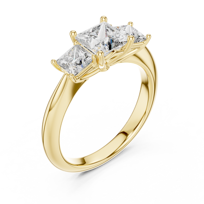 Princess Cut Lab Grown Diamond Trinity Ring