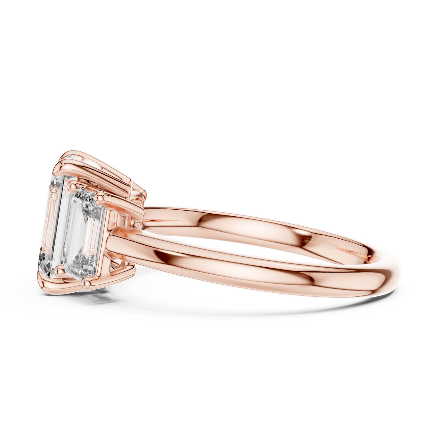 Emerald Cut Lab Grown Diamond Trinity Ring