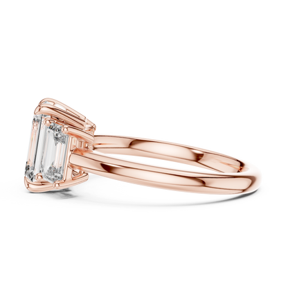 Emerald Cut Lab Grown Diamond Trinity Ring