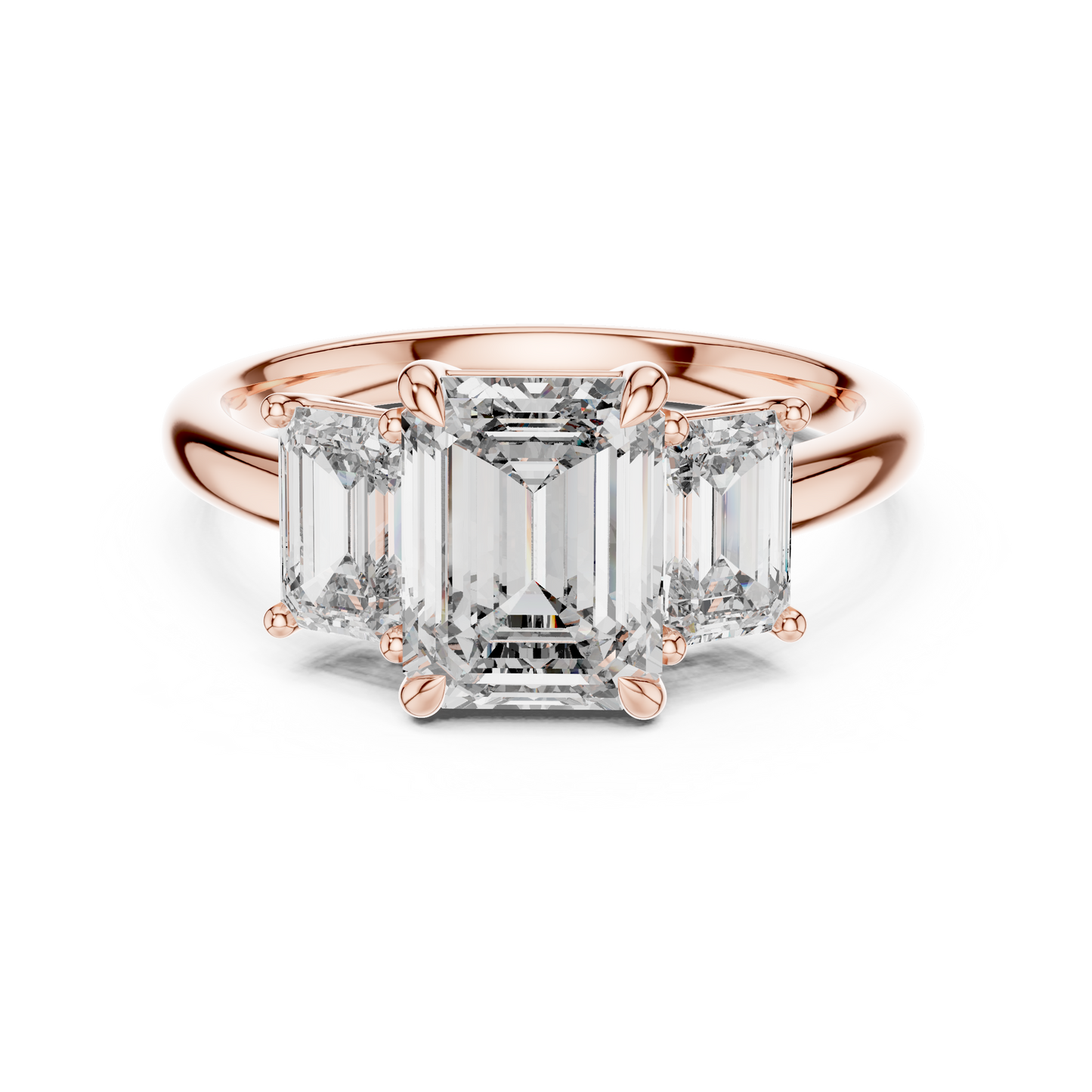 Emerald Cut Lab Grown Diamond Trinity Ring