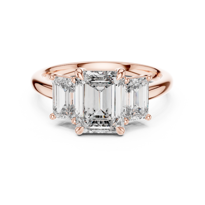 Emerald Cut Lab Grown Diamond Trinity Ring