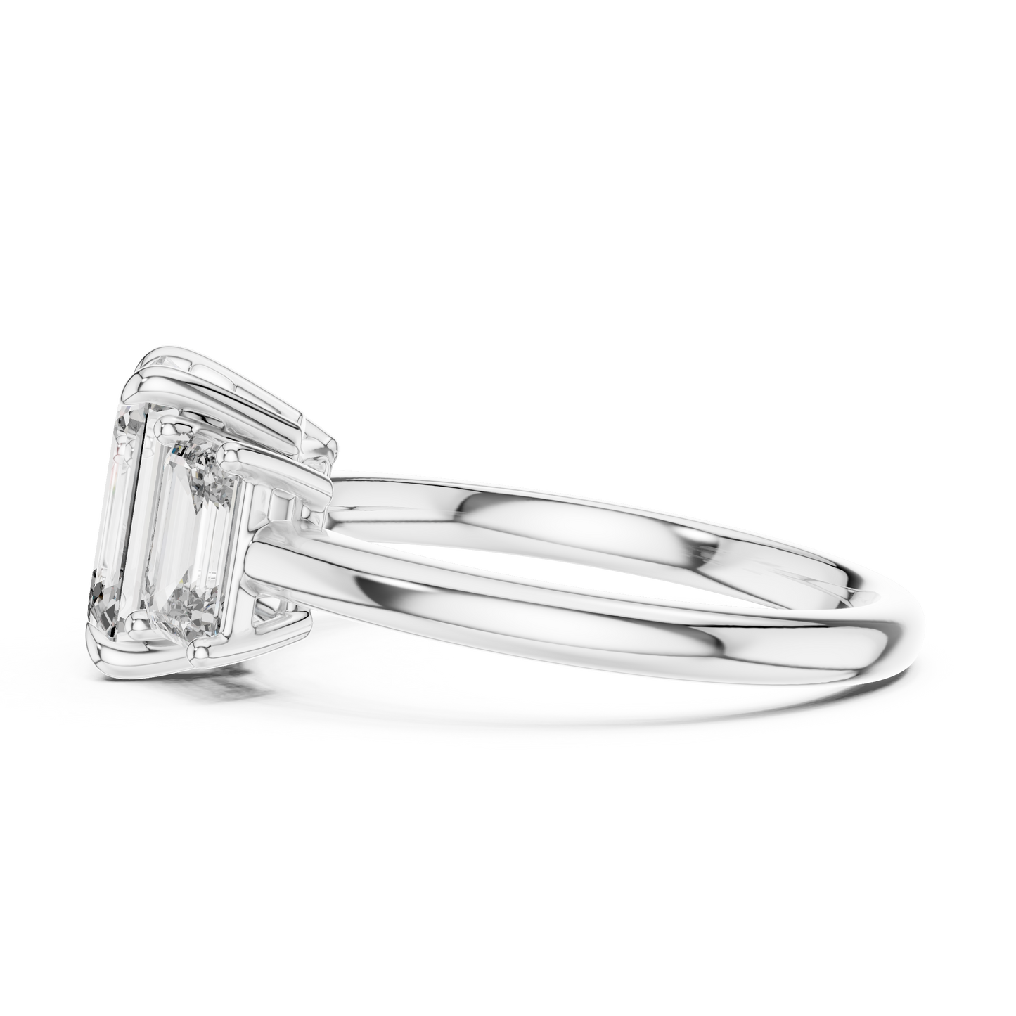 Emerald Cut Lab Grown Diamond Trinity Ring
