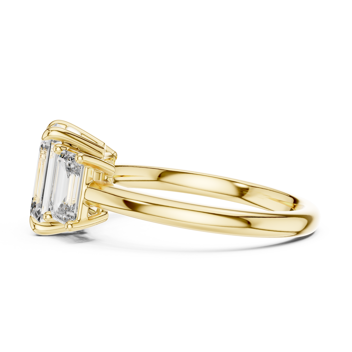 Emerald Cut Lab Grown Diamond Trinity Ring