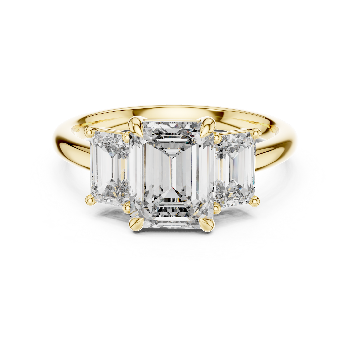 Emerald Cut Lab Grown Diamond Trinity Ring