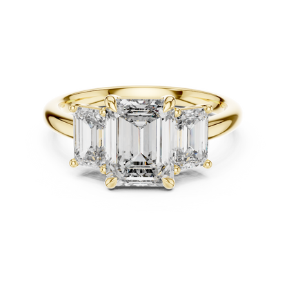 Emerald Cut Lab Grown Diamond Trinity Ring