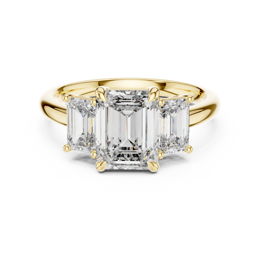 Emerald Cut Lab Grown Diamond Trinity Ring