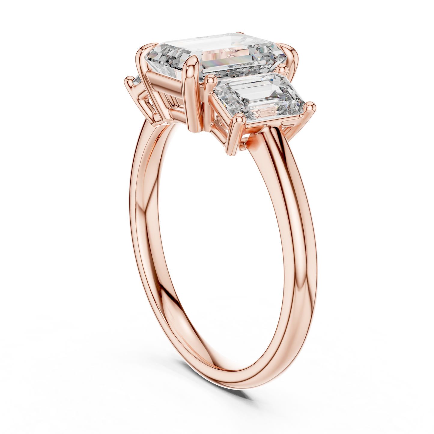 Emerald Cut Lab Grown Diamond Trinity Ring