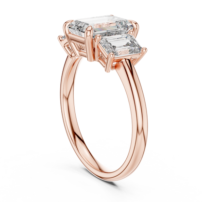 Emerald Cut Lab Grown Diamond Trinity Ring