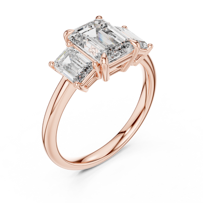 Emerald Cut Lab Grown Diamond Trinity Ring