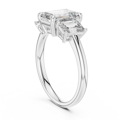 Emerald Cut Lab Grown Diamond Trinity Ring