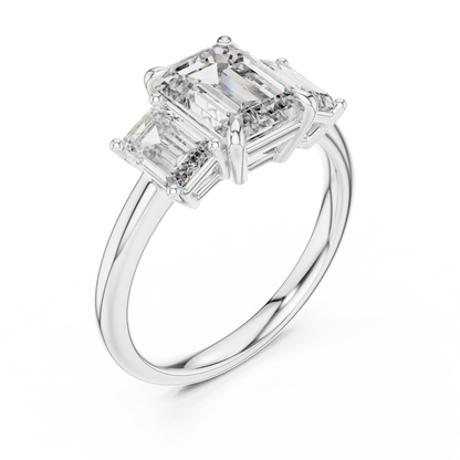 Emerald Cut Lab Grown Diamond Trinity Ring