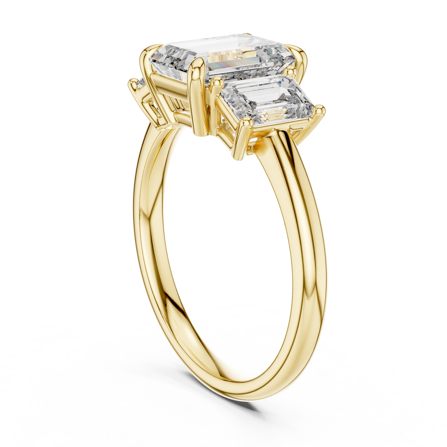Emerald Cut Lab Grown Diamond Trinity Ring