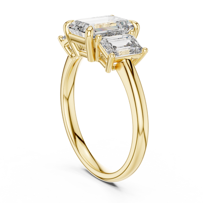 Emerald Cut Lab Grown Diamond Trinity Ring
