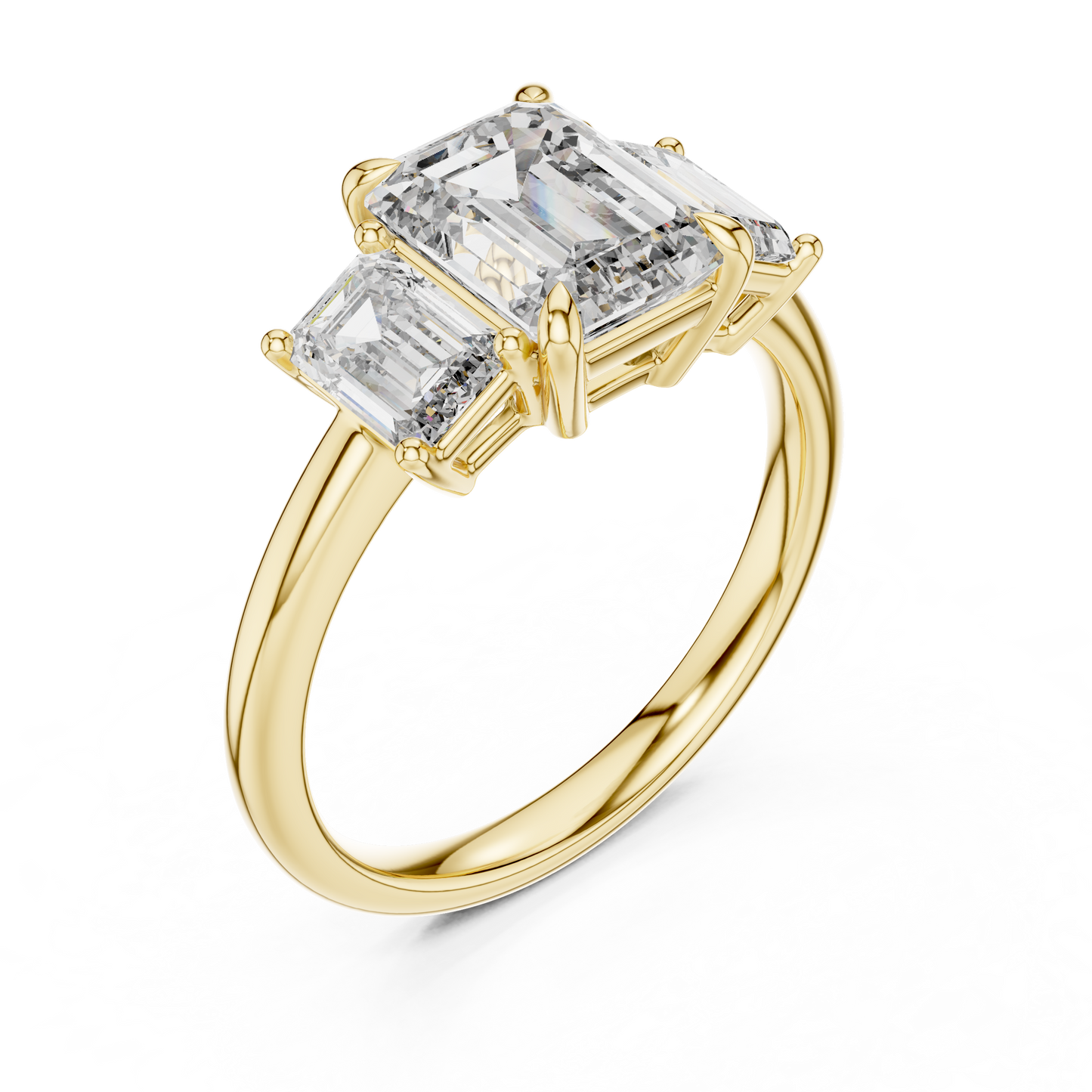 Emerald Cut Lab Grown Diamond Trinity Ring