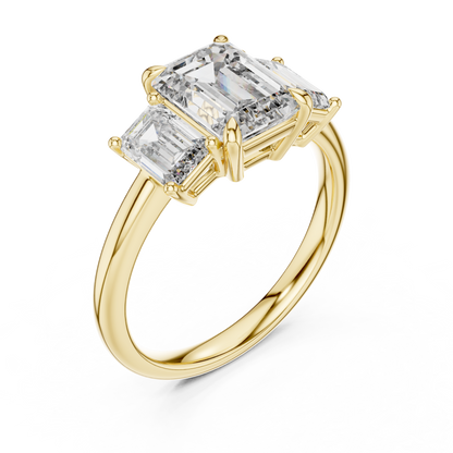 Emerald Cut Lab Grown Diamond Trinity Ring