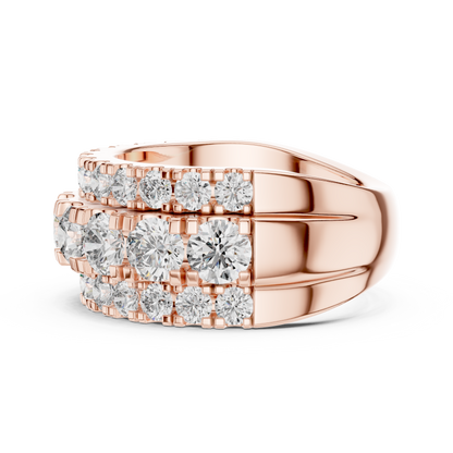 Triple Row Lab Grown Diamond Wedding Band