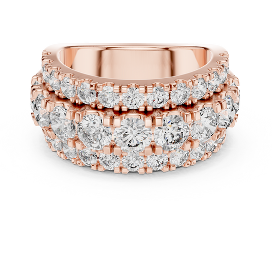 Triple Row Lab Grown Diamond Wedding Band