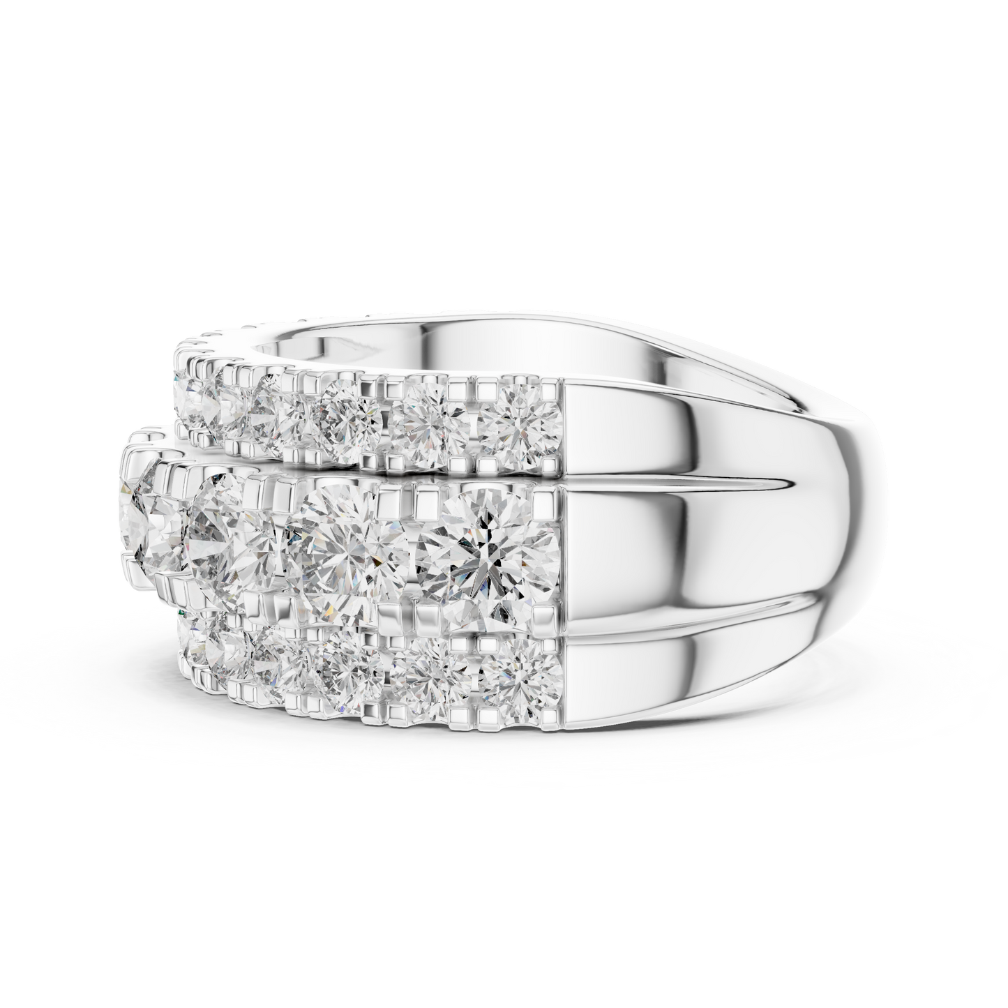 Triple Row Lab Grown Diamond Wedding Band