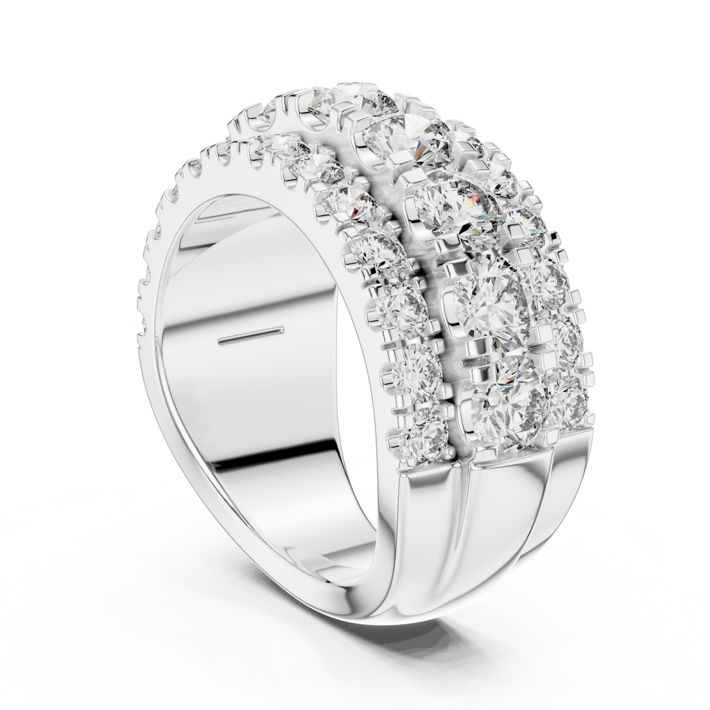 Triple Row Lab Grown Diamond Wedding Band