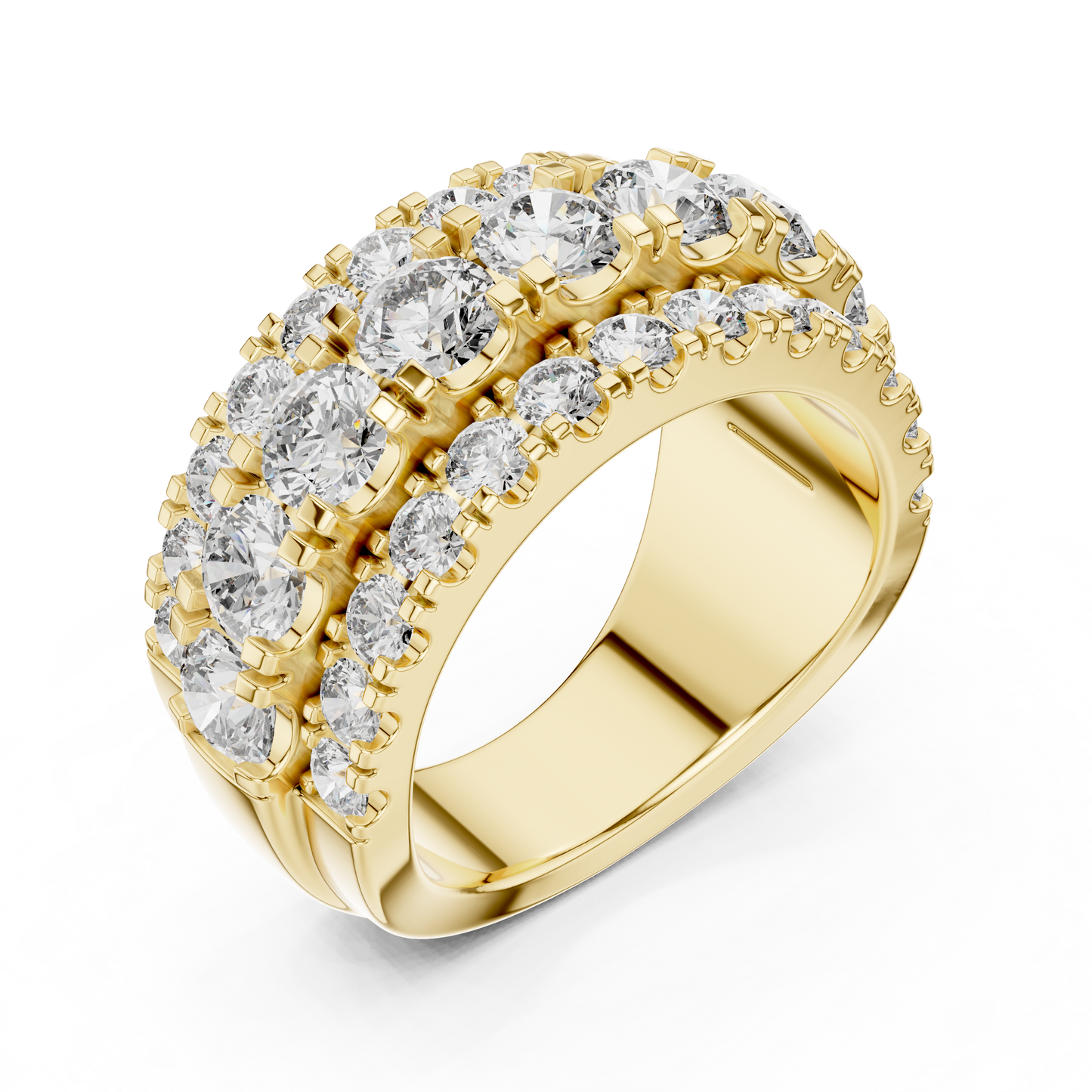 Triple Row Lab Grown Diamond Wedding Band