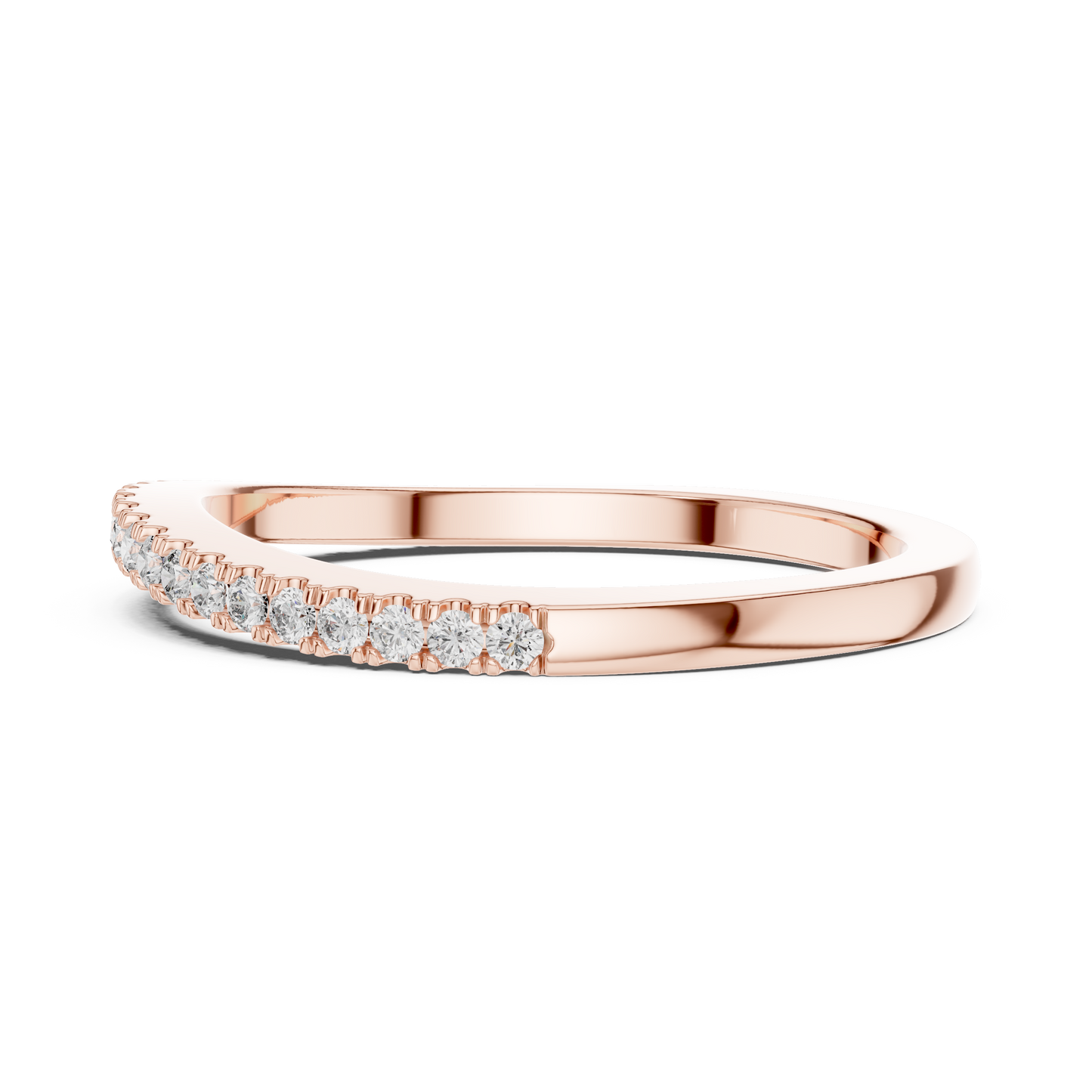 Curved Round Lab Grown Diamond Wedding Band