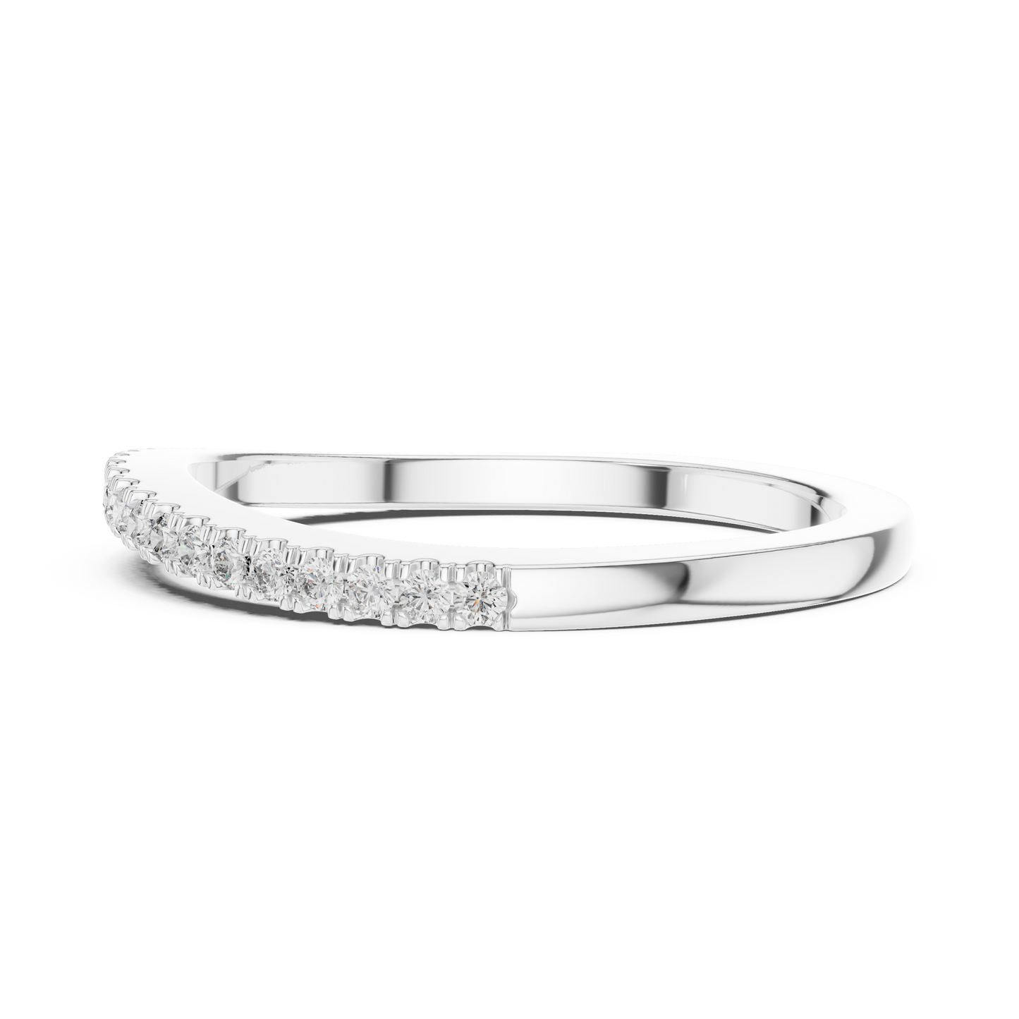 Curved Round Lab Grown Diamond Wedding Band
