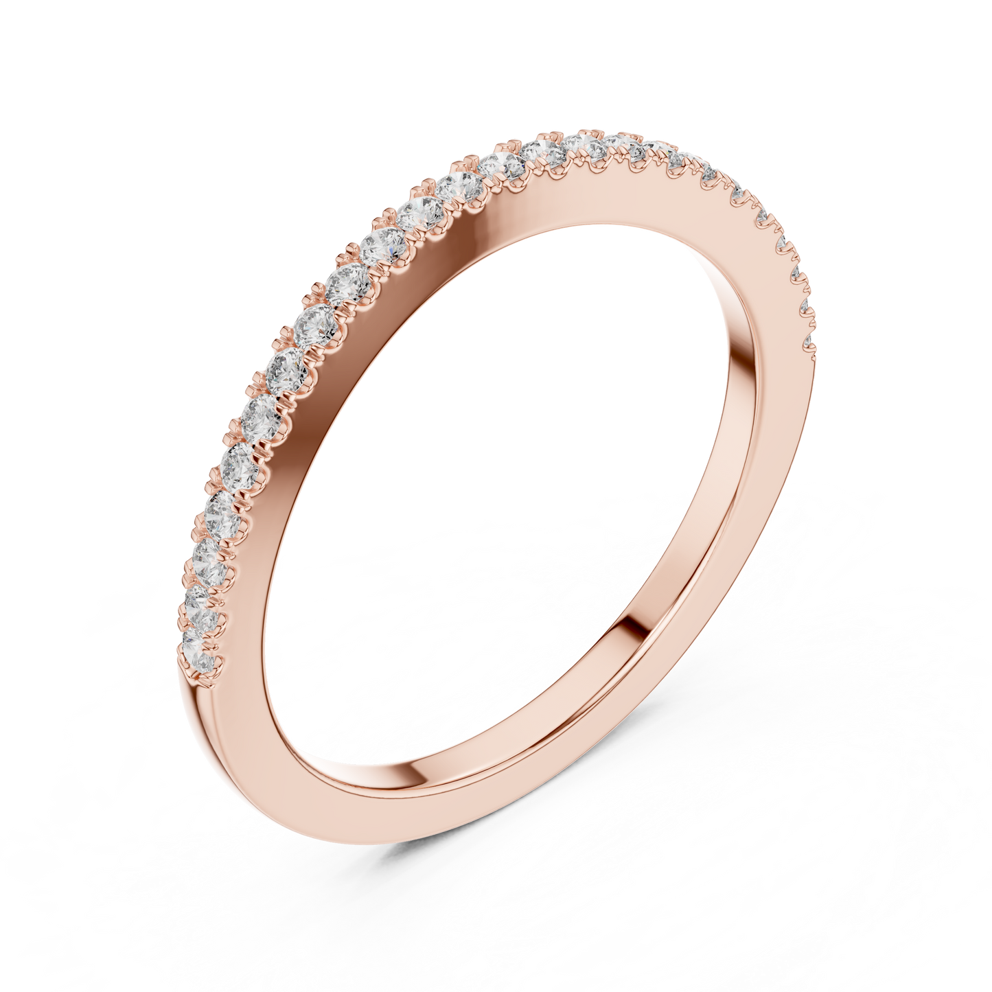 Curved Round Lab Grown Diamond Wedding Band