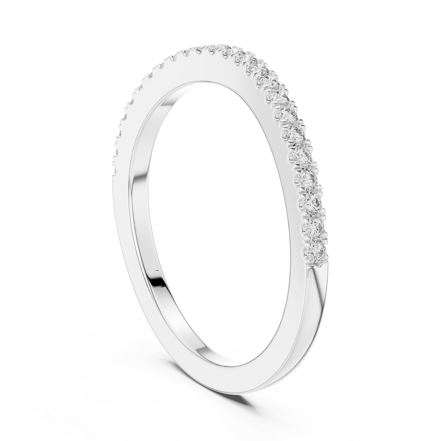 Curved Round Lab Grown Diamond Wedding Band