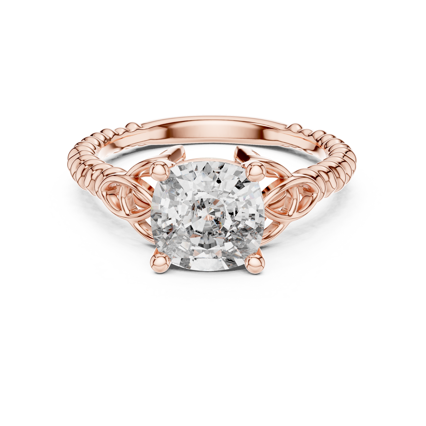 Cushion Cut Lab Grown Diamond Braided Twist Engagement Ring