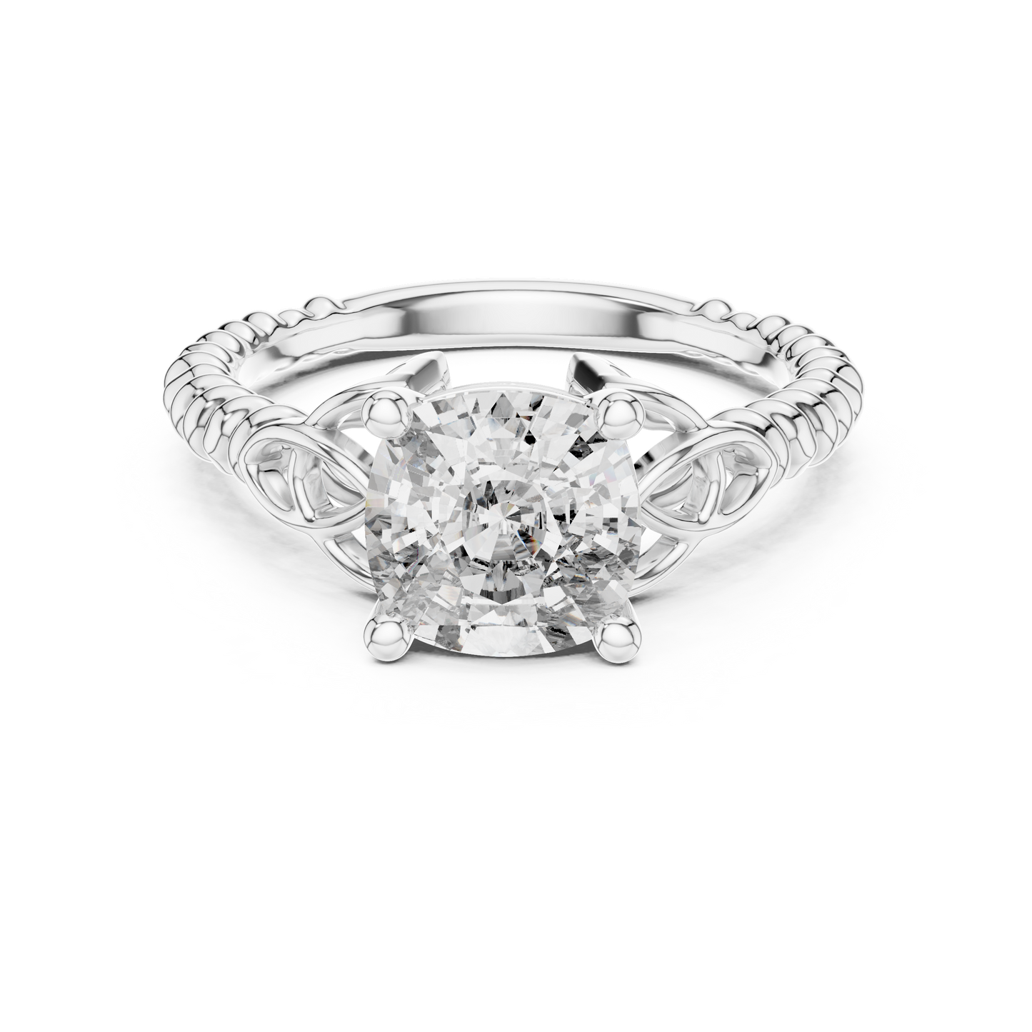 Cushion Cut Lab Grown Diamond Braided Twist Engagement Ring