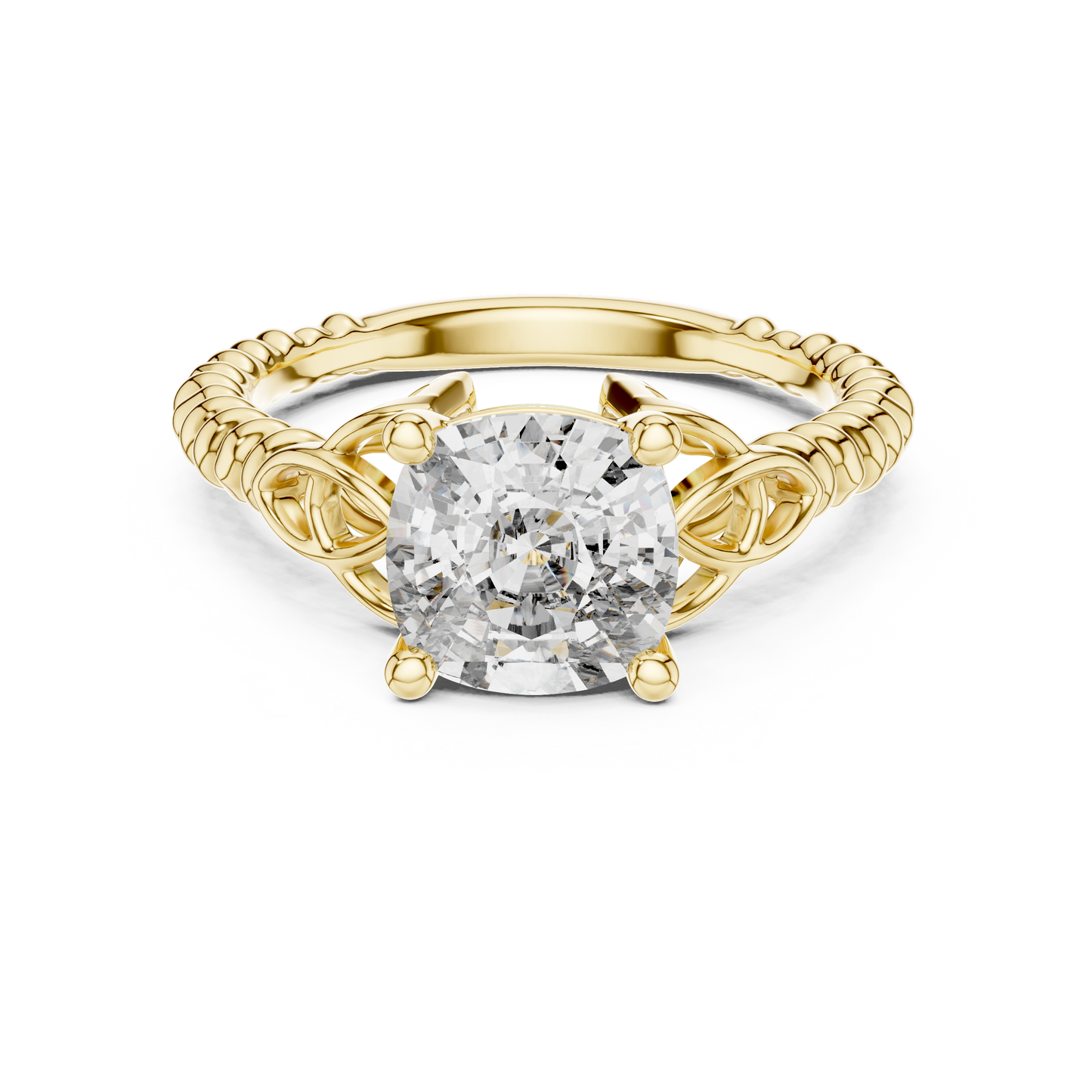 Cushion Cut Lab Grown Diamond Braided Twist Engagement Ring