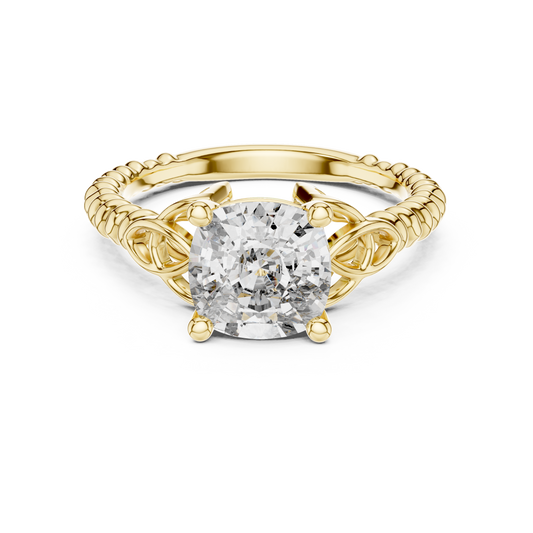 Cushion Cut Lab Grown Diamond Braided Twist Engagement Ring