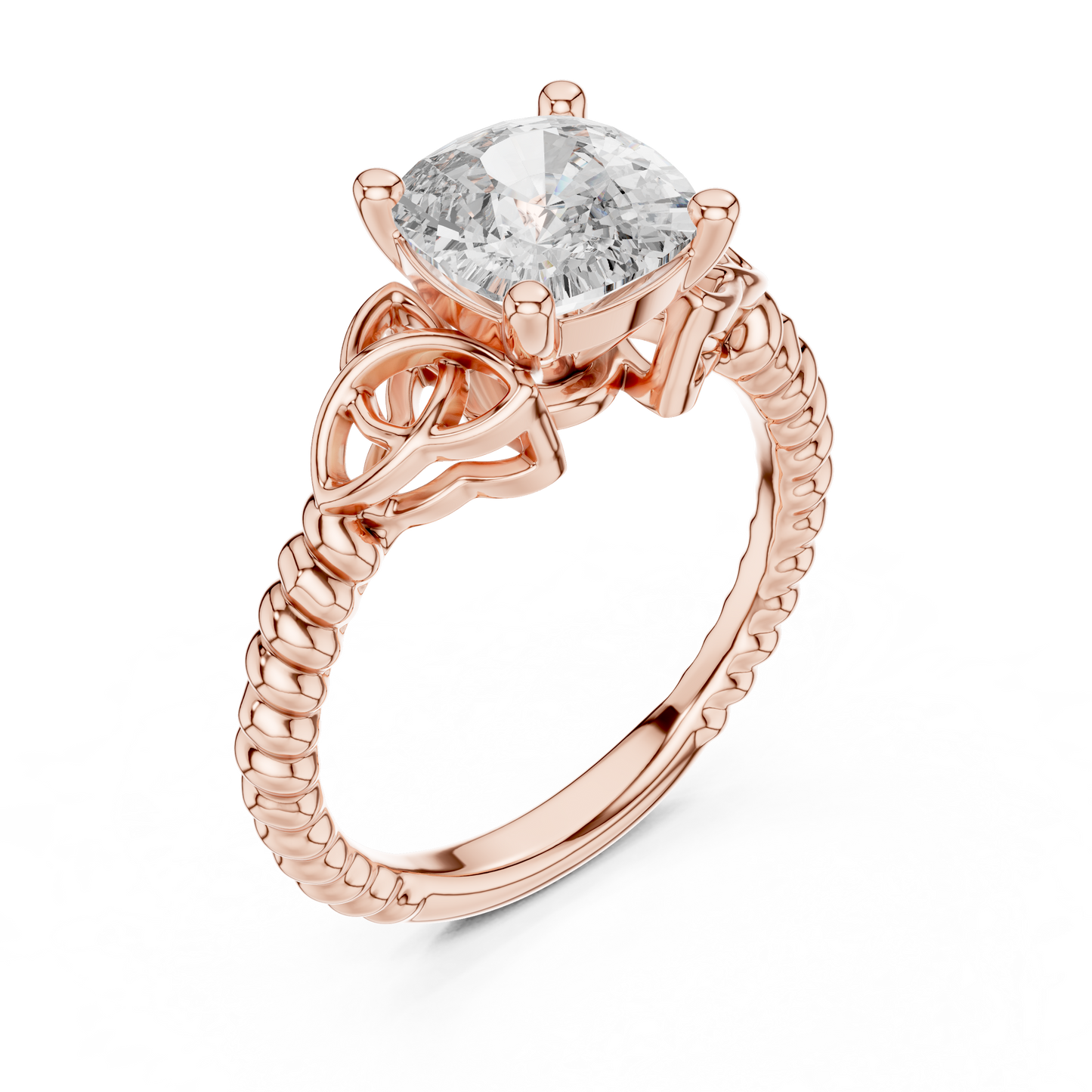 Cushion Cut Lab Grown Diamond Braided Twist Engagement Ring