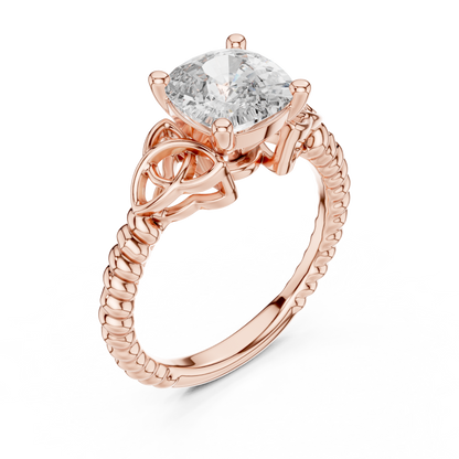 Cushion Cut Lab Grown Diamond Braided Twist Engagement Ring