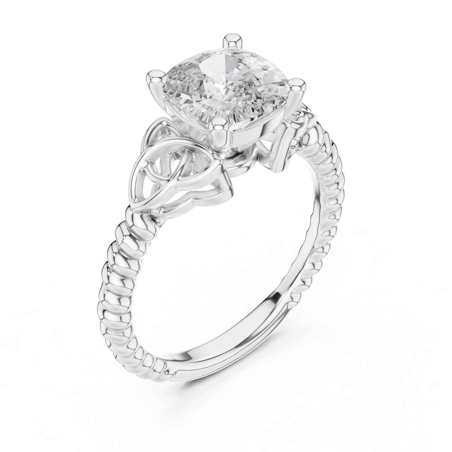 Cushion Cut Lab Grown Diamond Braided Twist Engagement Ring