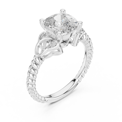 Cushion Cut Lab Grown Diamond Braided Twist Engagement Ring